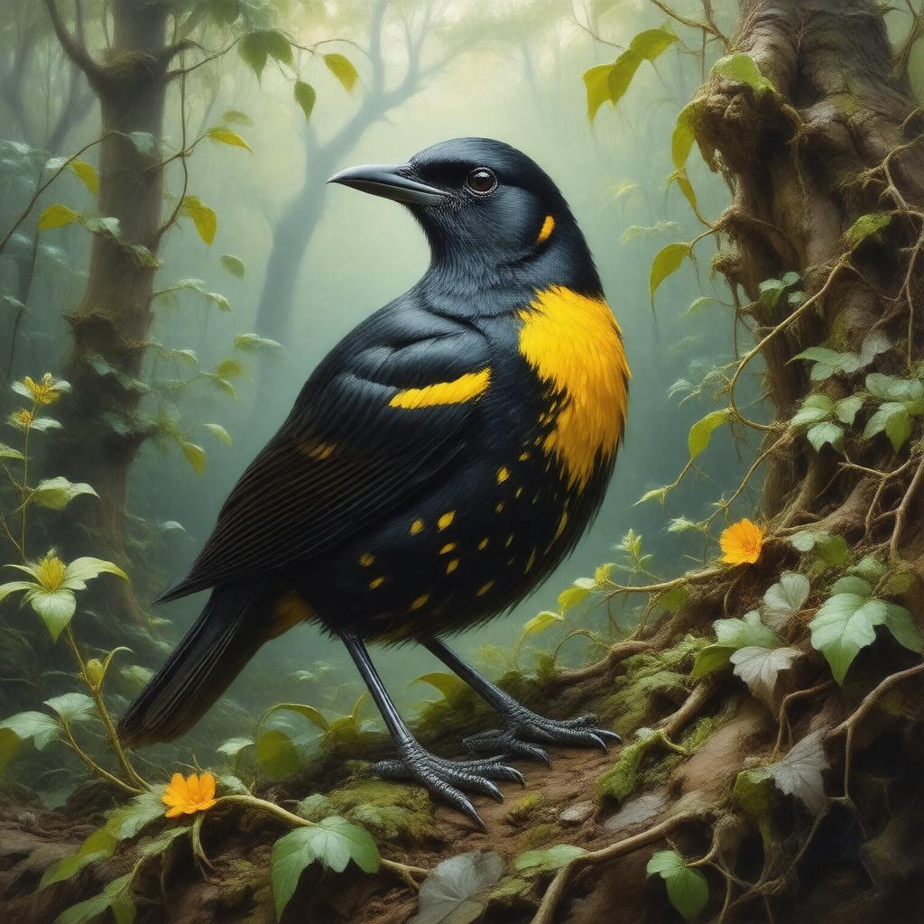 Click to view larger image AI-created image of regent bowerbird