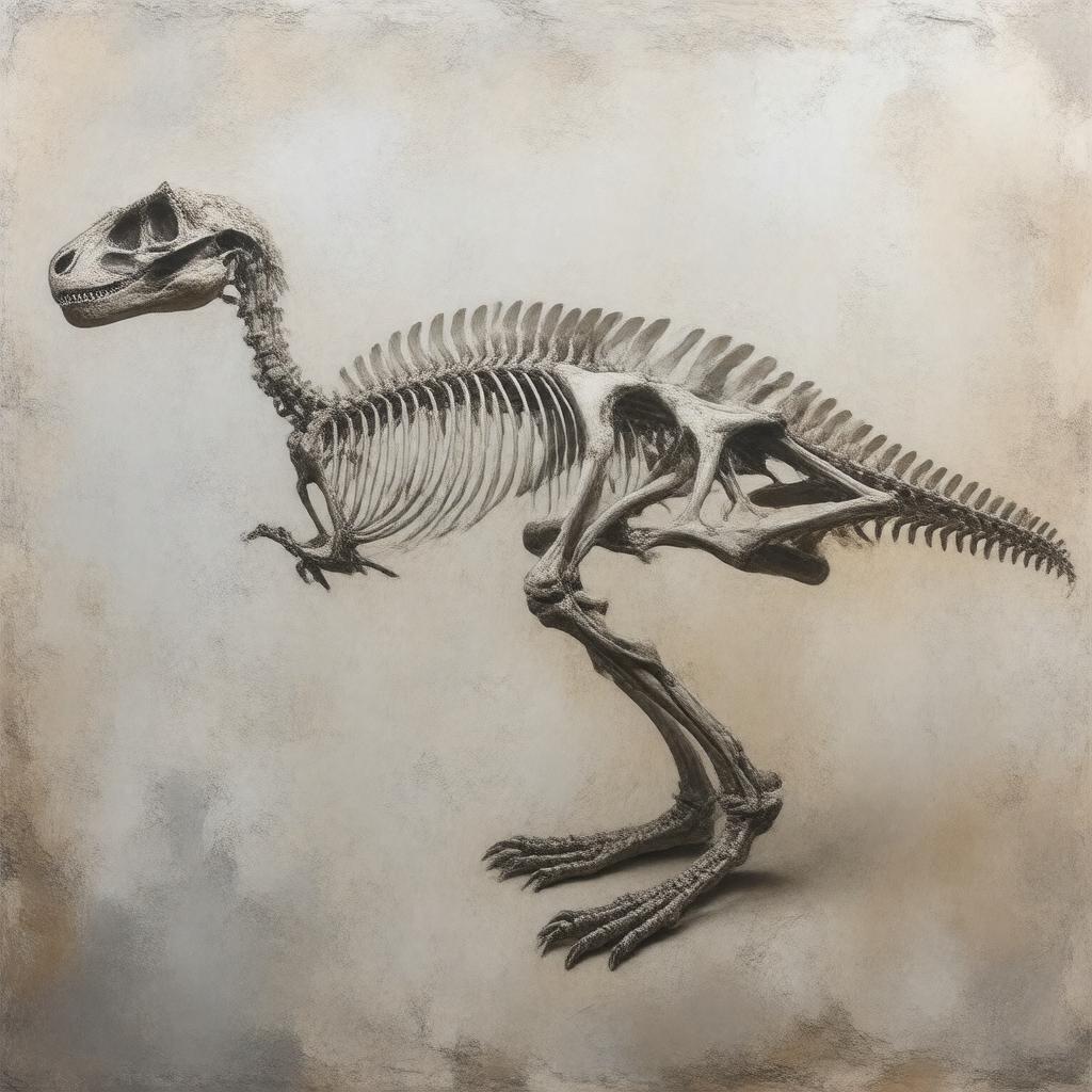 AI-created image of remains of Ornithomimus