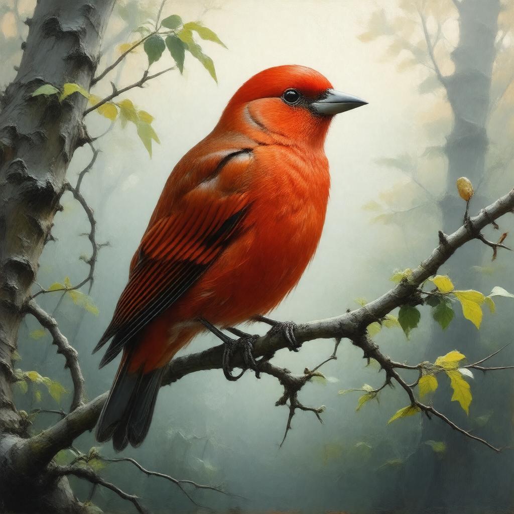 AI-created image of scarlet tanager