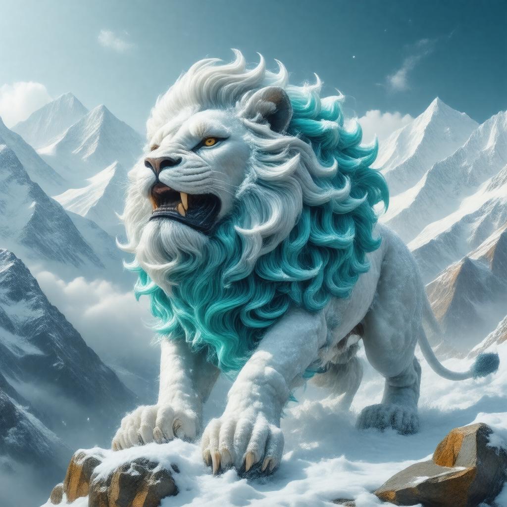 Click to view larger image AI-created image of snow lion