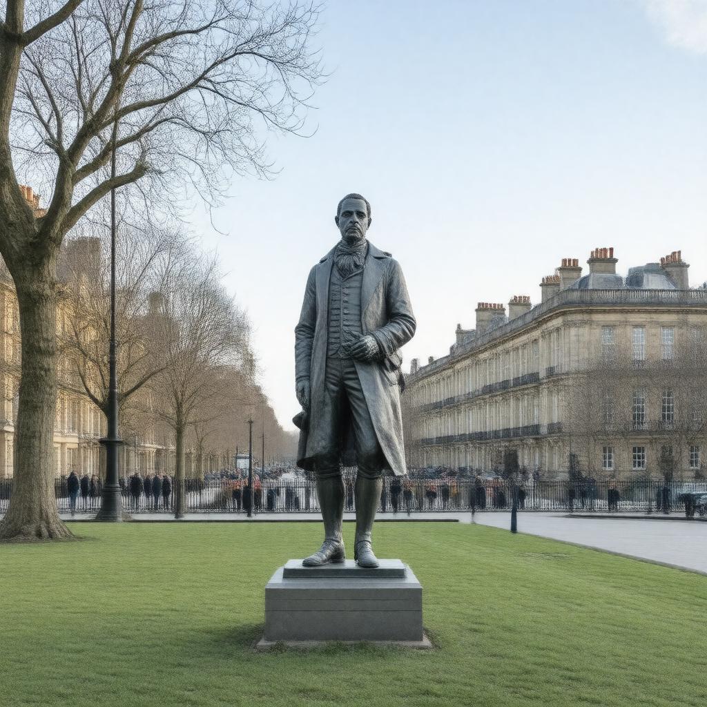 Click to view larger image AI-created image of statue of Sir Hugh Myddelton