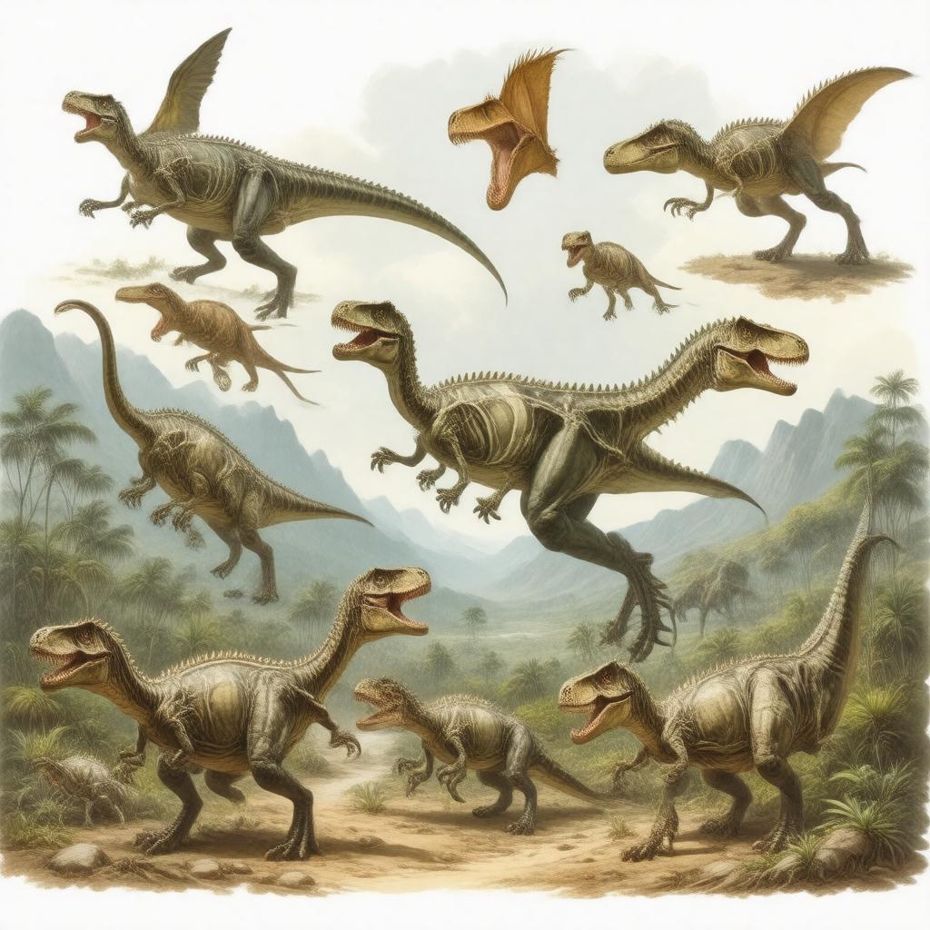 Click to view larger image AI-created image of theropod dinosaurs