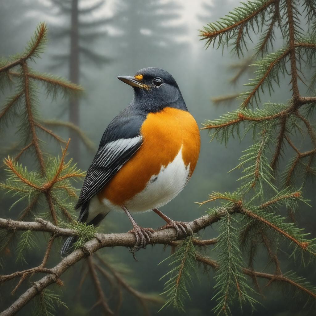 Click to view larger image AI-created image of varied thrush