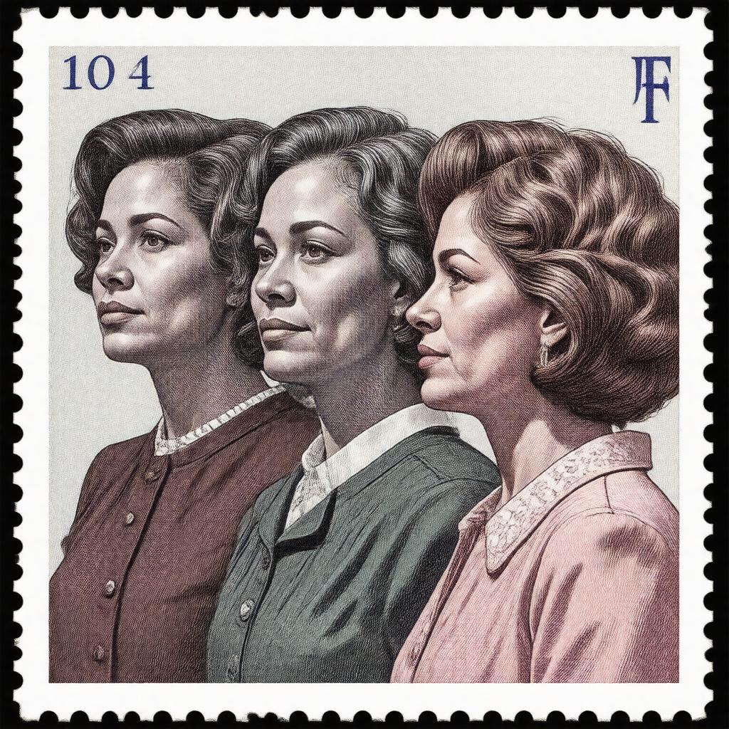 Click to view larger image AI-created image of women's history stamp