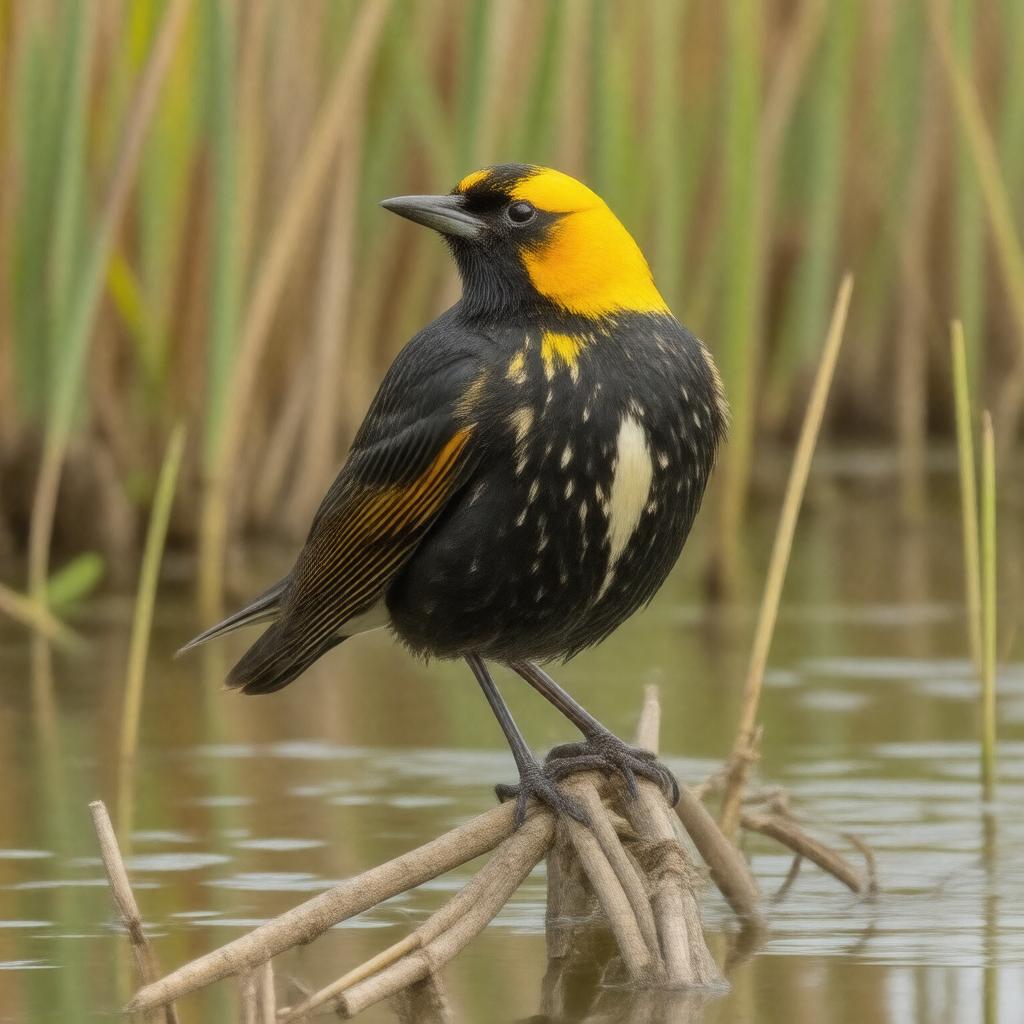 Click to view larger image AI-created image of yellow-headed blackbird