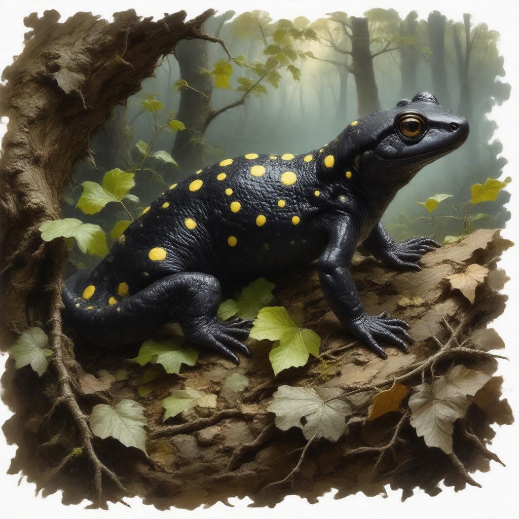 AI-created image of yellow-spotted salamander