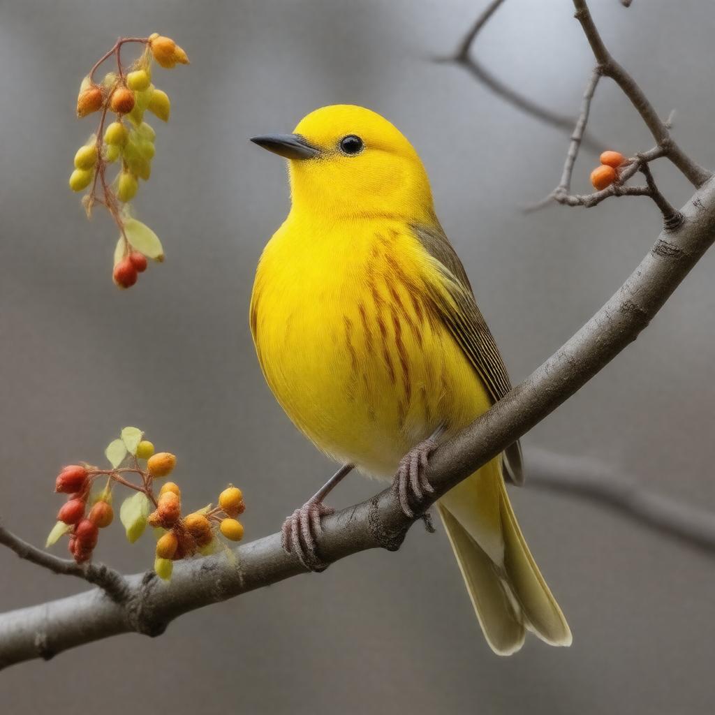 AI-created image of yellow warbler